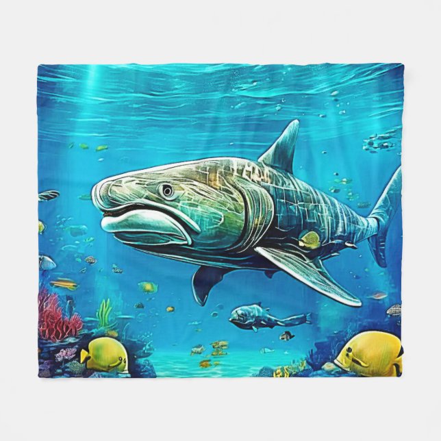 Shark Ocean Predator Art Fleece Blanket (Front (Horizontal))
