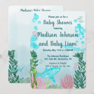 Shark, Ocean, Sea Life Baby Shower Invitation