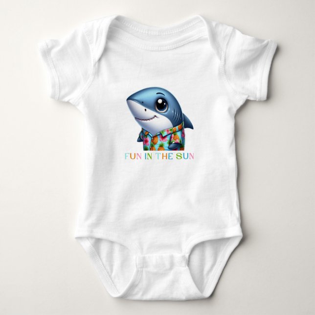 Shark on Vacation Baby Bodysuit (Front)