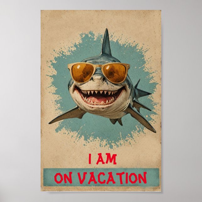 Shark on vacation vintage poster (Front)