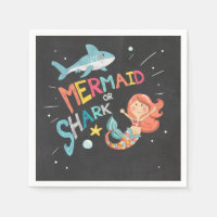 Shark or Mermaid Birthday Paper Napkins Pool Party