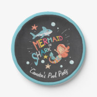 Shark or Mermaid Birthday Paper Plate Pool party