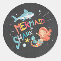 Shark or Mermaid Sticker Favour Tags Pool Party