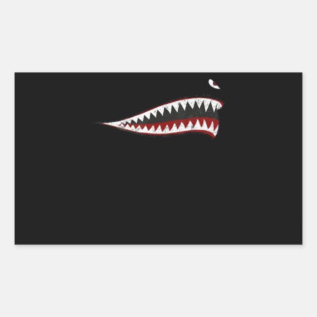 Shark P-40 Warhawk Nose Art Wwii Ww2 Aeroplane Rectangular Sticker (Front)