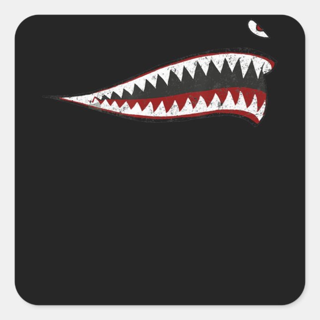 Shark P-40 Warhawk Nose Art Wwii Ww2 Aeroplane Square Sticker (Front)