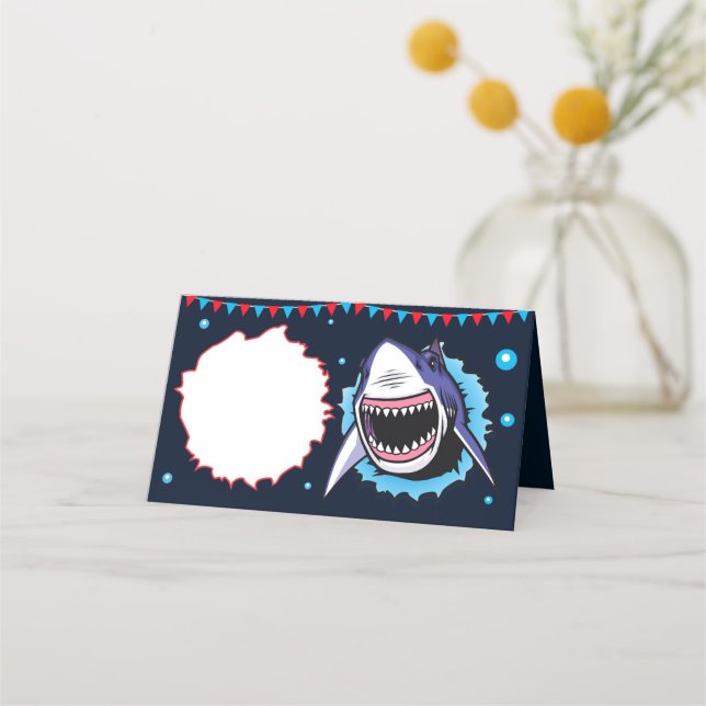 Shark party food labels Shark Place cards (Front)