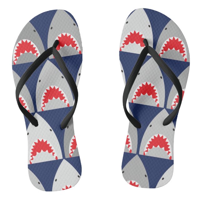 Shark Pattern Flip Flops (Footbed)