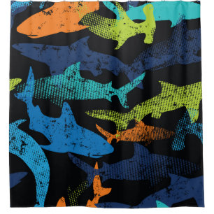 Shark pattern, modern urban shower curtain