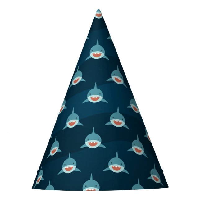 Shark Patterned Birthday Party Hat (Front)