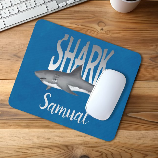 Shark Personalized Ocean Cool Beach Tropical Mouse Mat (Shark bite personalized mouse pad)