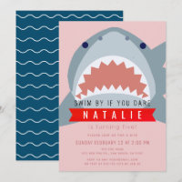 Shark Pink Pool Girl Photo Birthday