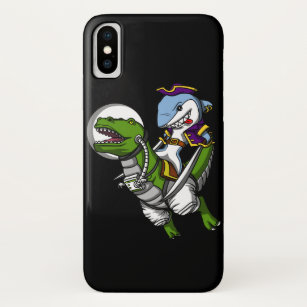 Shark Pirate Astronaut Riding Space T-Rex Dinosaur Case-Mate iPhone Case