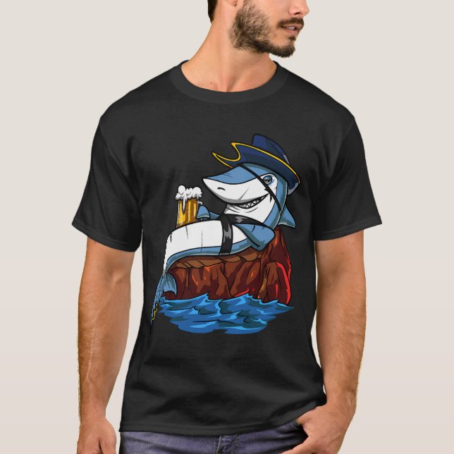 Shark Pirate Beer Party T-Shirt (Front)