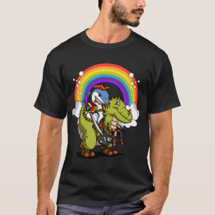 Shark Pirate Captain Riding T-Rex Dinosaur T-Shirt