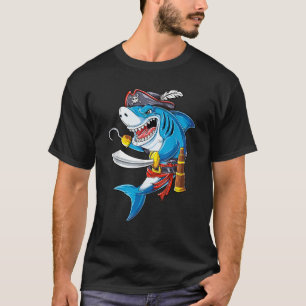 Shark Pirate Costume Jolly Roger Flag Jawsome Gift T-Shirt