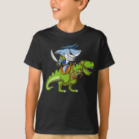Shark Pirate Riding A T-Rex Dinosaur Fantasy
