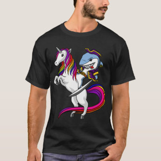 Shark Pirate Riding Unicorn T-Shirt
