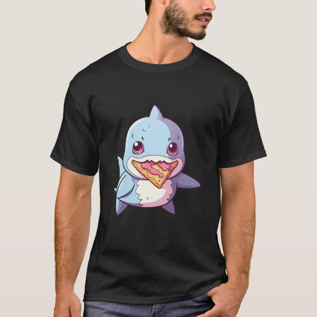 Shark Pizza Kawaii Anime Pastel Chibi Art Shark Lo T-Shirt (Front)