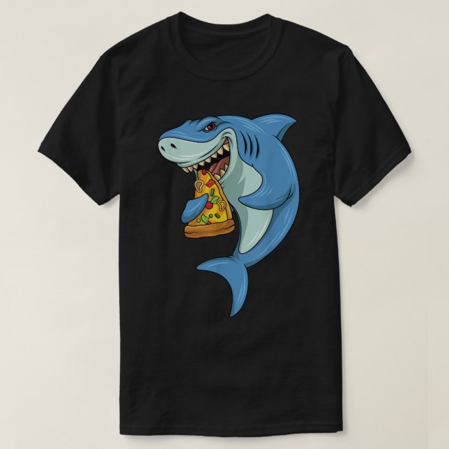 Shark Pizza Shark Eating Pizza Shark And Pizza  T-Shirt (Design Front)
