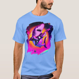 Shark Playing Guitar in Space Outer Space Sharks T-Shirt