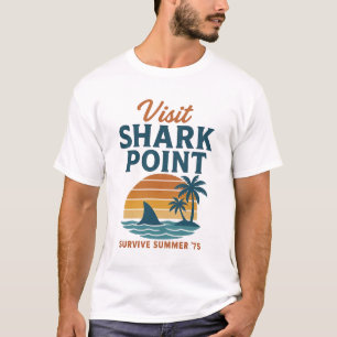 Shark Point Escape – Vintage Beach Vibes Graphic f T-Shirt