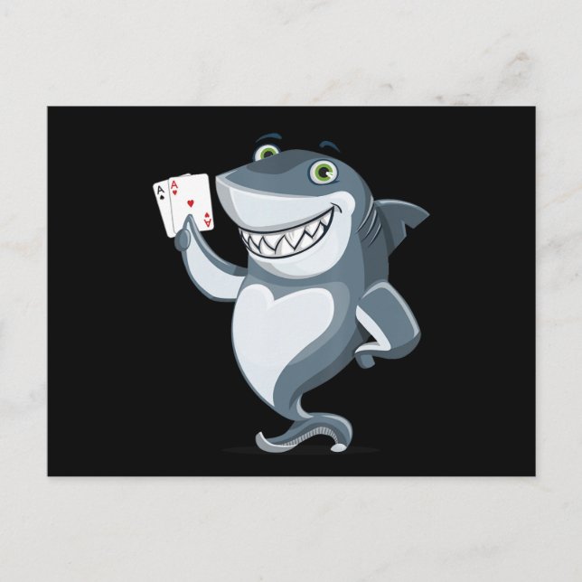 Shark Poker Player  - Funny Poker Gift Announcement Postcard (Front)