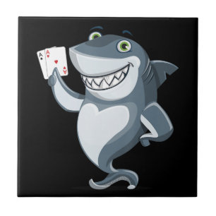 Shark Poker Player - Funny Shark Gifts Tile