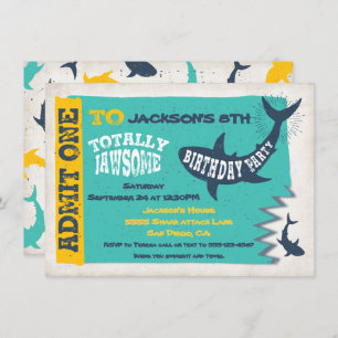 Shark Pool Birthday Party Invitation Ticket