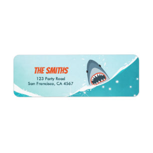 Shark Pool party Address Labels Ocean Splish Boy