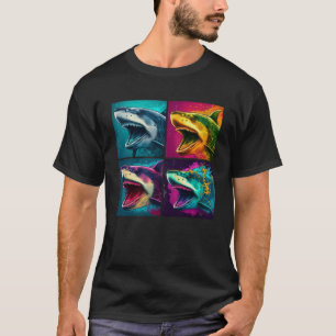 Shark Pop Illustration Colourful Animal Women Men T-Shirt