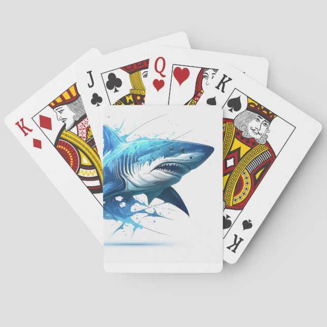 Shark Portrait Animal Painting Wildlife Outdoors  Playing Cards (Back)