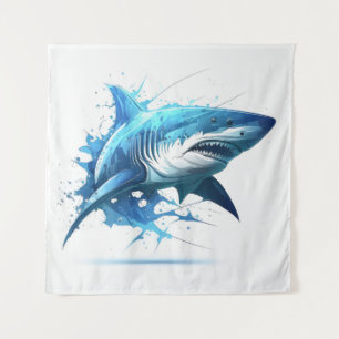 Shark Portrait Animal Painting Wildlife Outdoors  Tapestry