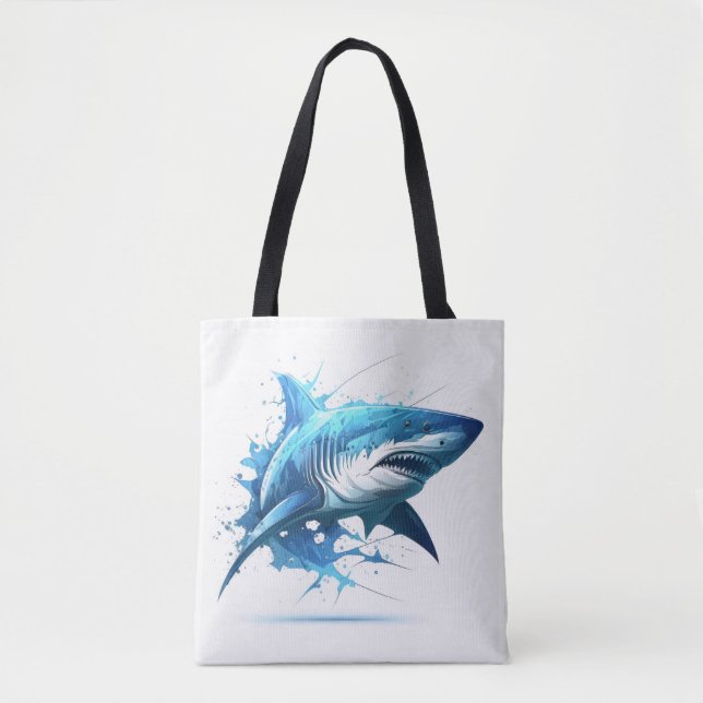 Shark Portrait Animal Painting Wildlife Outdoors  Tote Bag (Front)