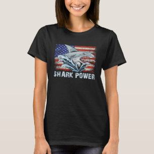 Shark Power Patriotic USA American Flag men & wome T-Shirt