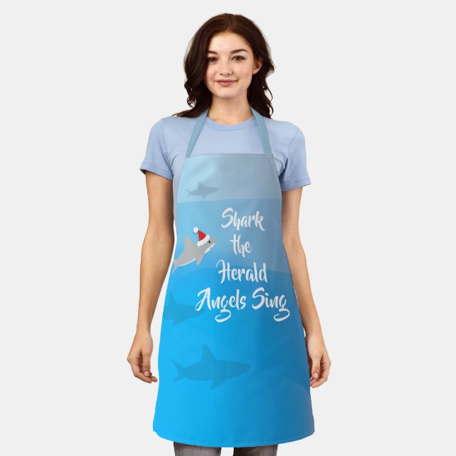 Shark Pun Animal Christmas Apron (Worn)