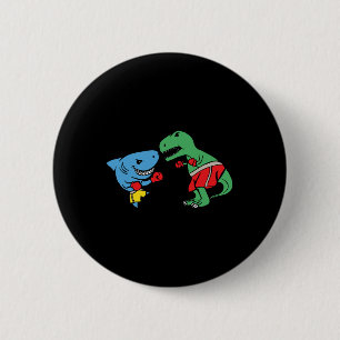 Shark Punching T-rex Dinosaur Funny Fighting Boxin 6 Cm Round Badge