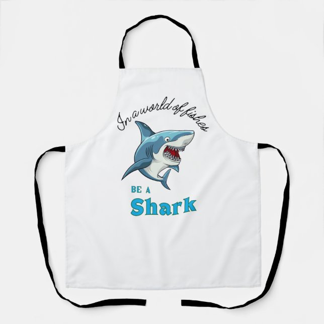 SHARK QUOTE ,FUNNY, CARTOON STYLE APRON (Front)