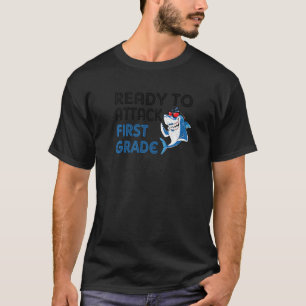 Shark Ready To Attack 1st Grade Shark Boys Back To T-Shirt