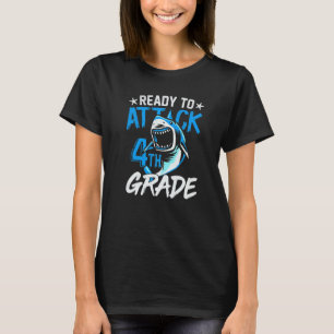 Shark Ready To Attack 4th Grade Boys Back To Schoo T-Shirt