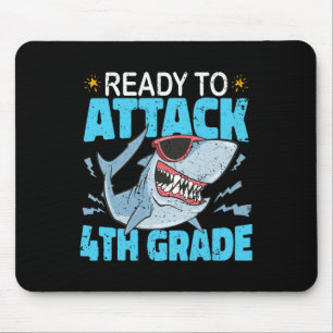 Shark Ready To Attack 4th Grade First Day Boys Kid Mouse Mat