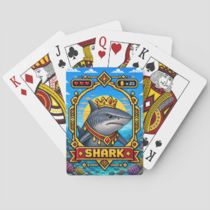 Shark Retro 8-Bit Pixel Art Playing Cards