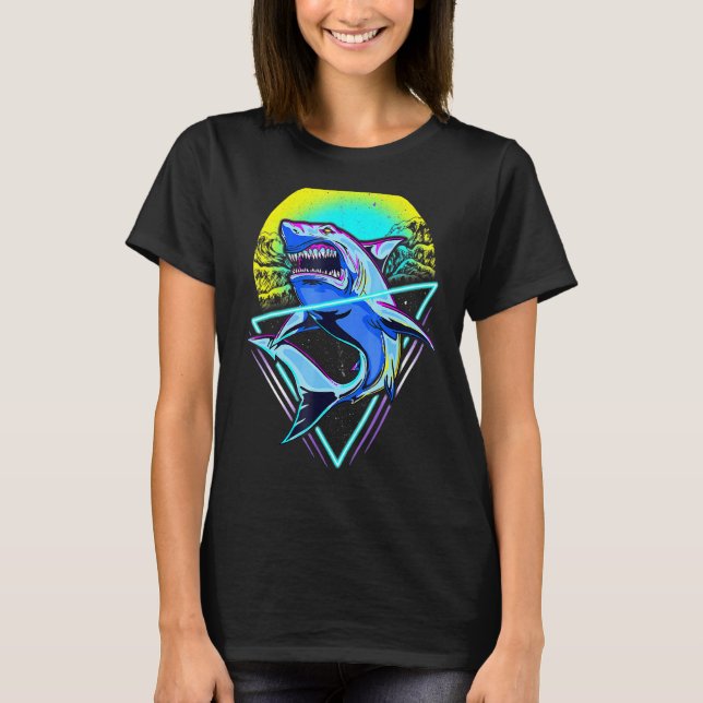 Shark Retro Punk 80s 90s T-Shirt (Front)