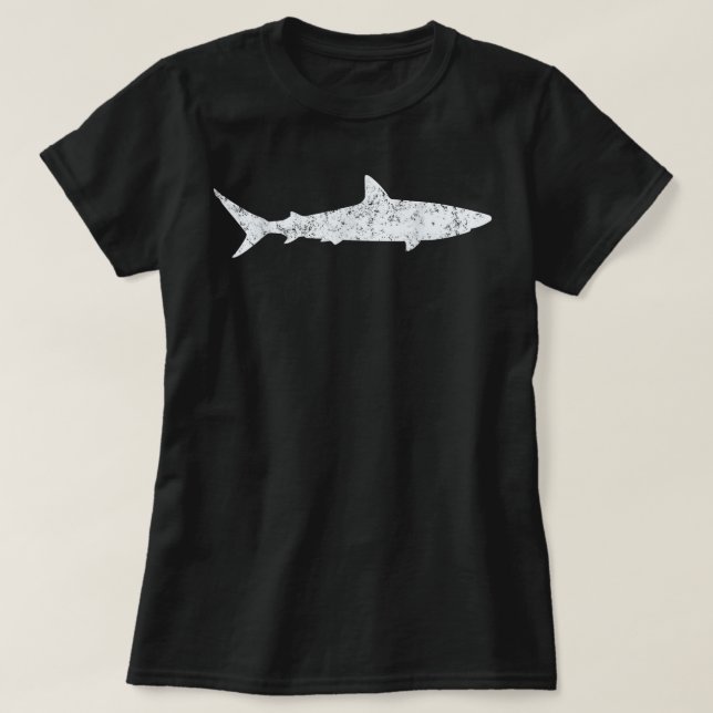 Shark Retro Vintage T-Shirt 70s Distressed Throwba (Design Front)