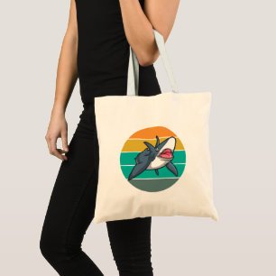 Shark Retro Waves Summer Vacation Tote Bag