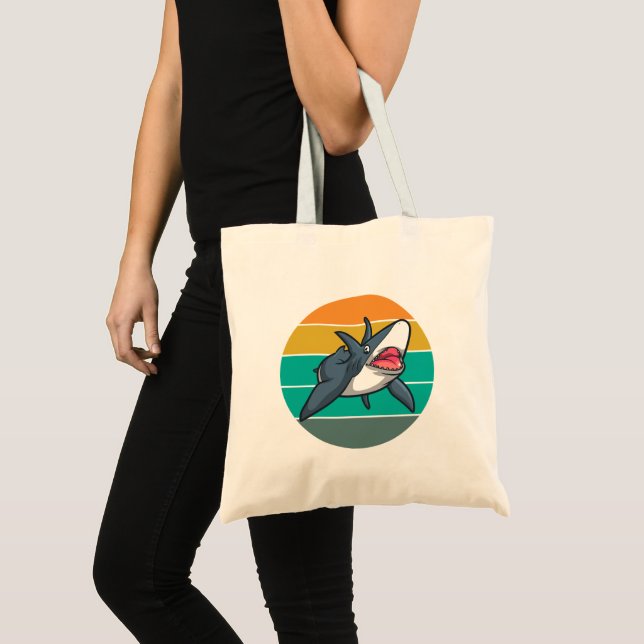 Shark Retro Waves Summer Vacation  Tote Bag (Front (Product))