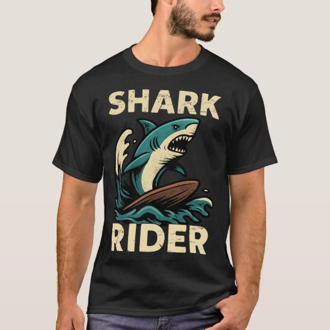 Shark Rider Surfing Vibe family T-Shirt (Front)