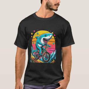 Shark Riding A Bicycle Mountain Bike Funny Cyclist T-Shirt