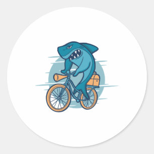 SHARK RIDING BIKE CLASSIC ROUND STICKER