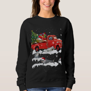 Shark Riding Red Truck Merry Christmas X-mas Ugly Sweatshirt