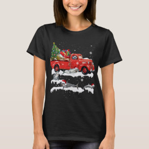 Shark Riding Red Truck Merry Christmas X-mas Ugly T-Shirt